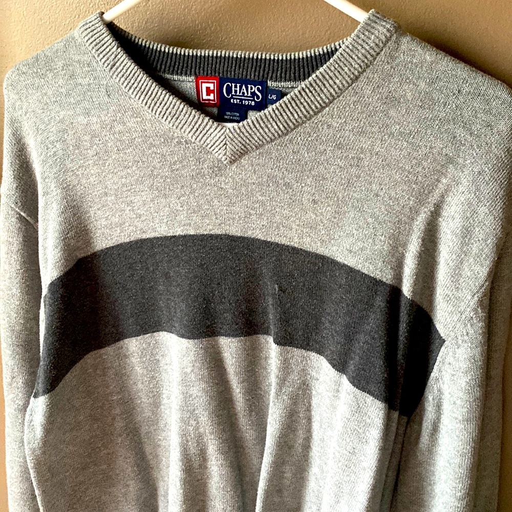 Chaps long sleeve two tone gray men’s sweater